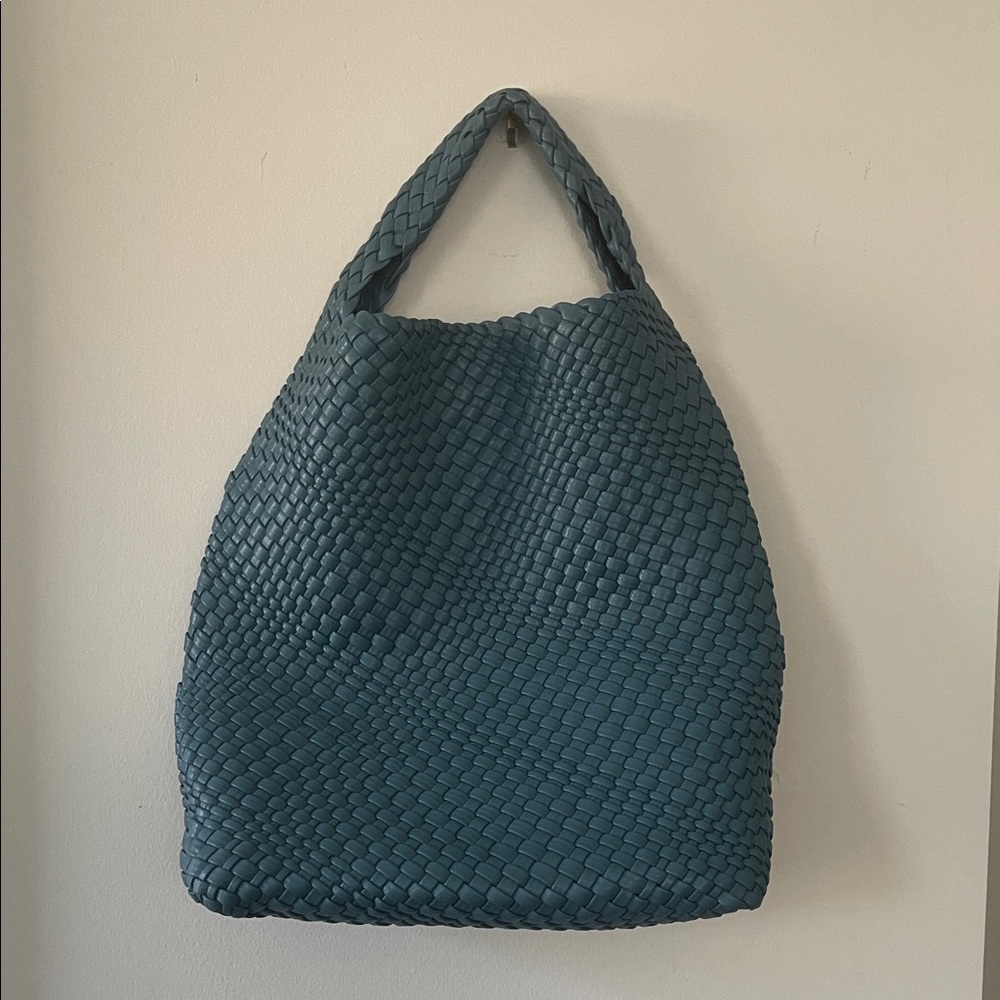 Elegant Blue Woven Hobo Bag